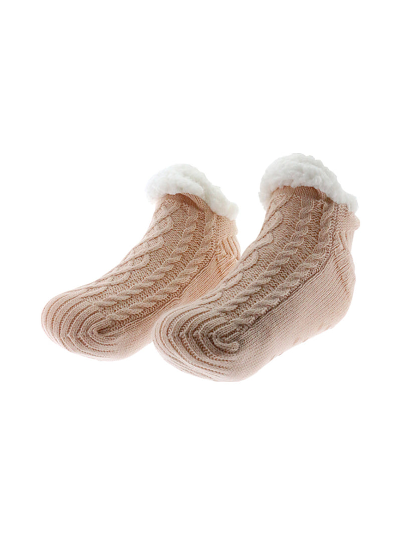 Chaussettes en maille roses clair maille torsadée - Nina Casari