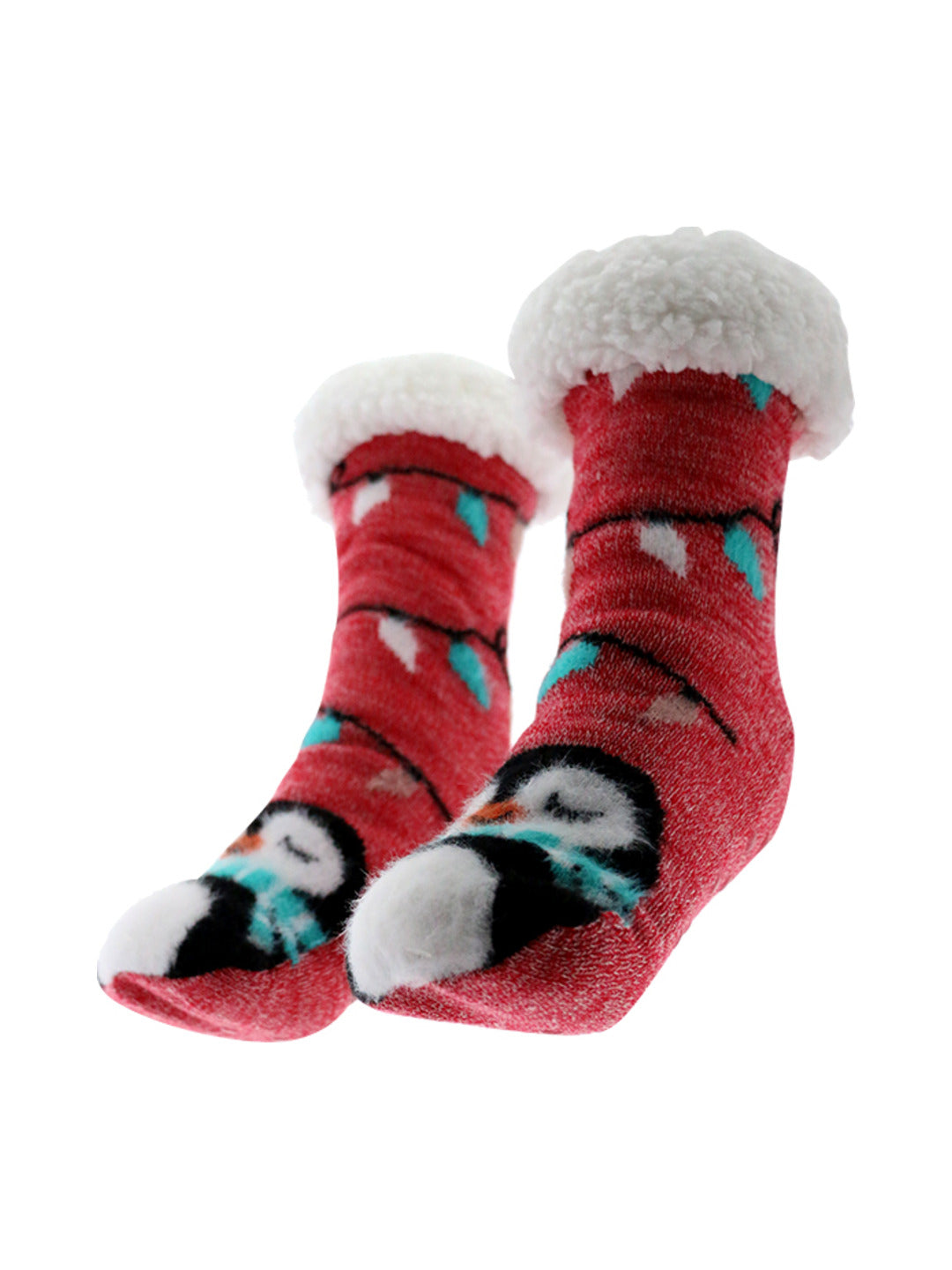 Chaussettes en maille rouge jacquard pingouins motif jacquard - Nina Casari