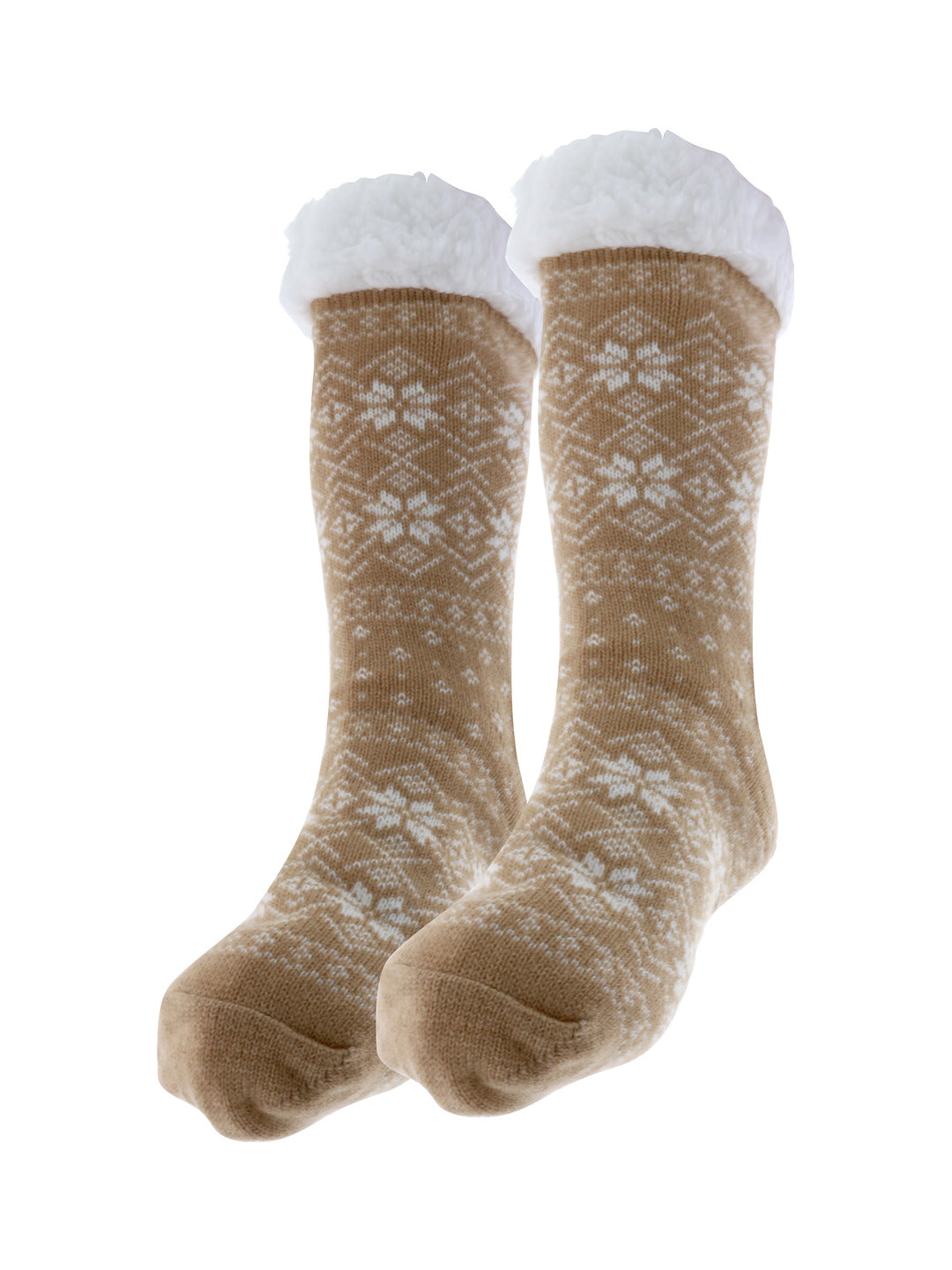 Chaussettes en maille beige jacquard flocon motif jacquard - Nina Casari
