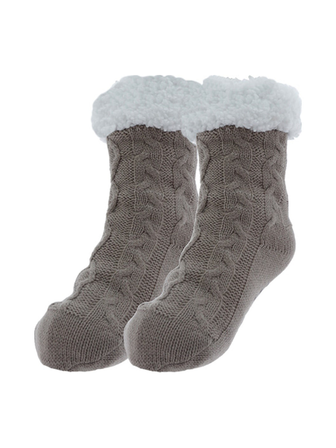 Chaussettes en maille taupe maille torsadée - Nina Casari