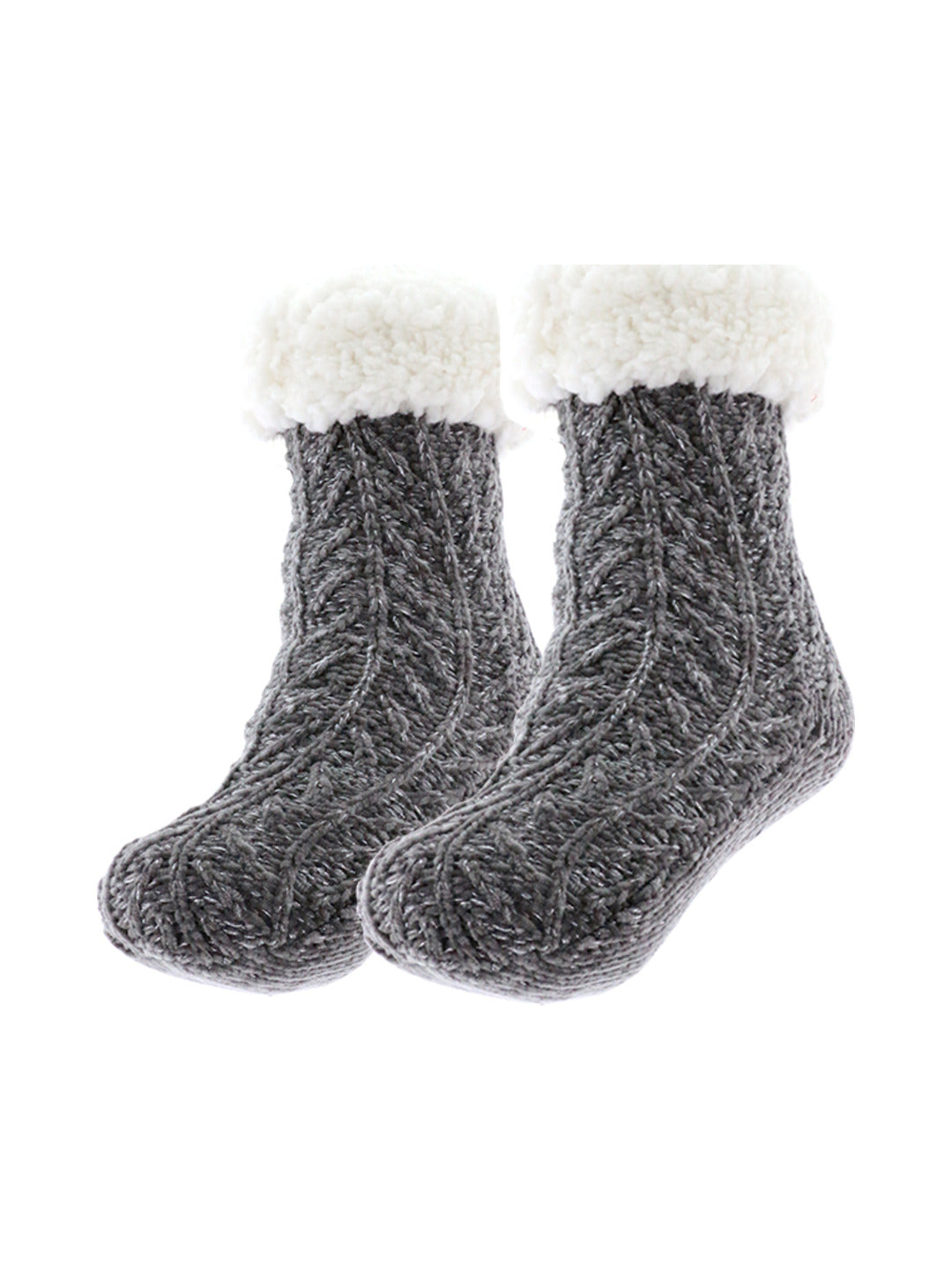 Chaussettes en maille gris + lurex maille torsadée - Nina Casari