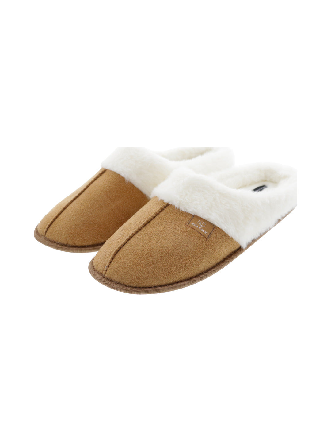 Chaussons mules camel avec fausse fourrure - Nina Casari