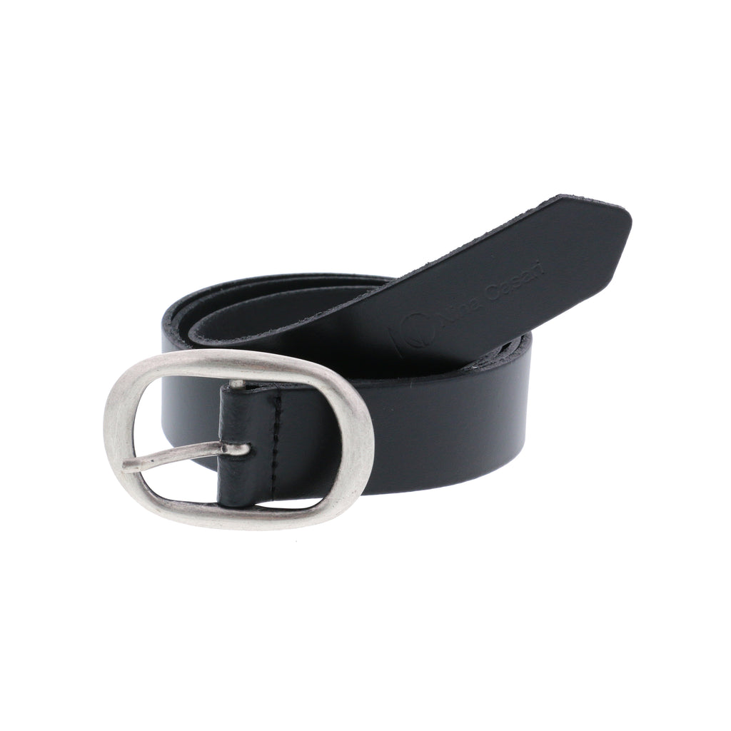 Ceinture noire en cuir de vachette fabriquée en France - Nina Casari
