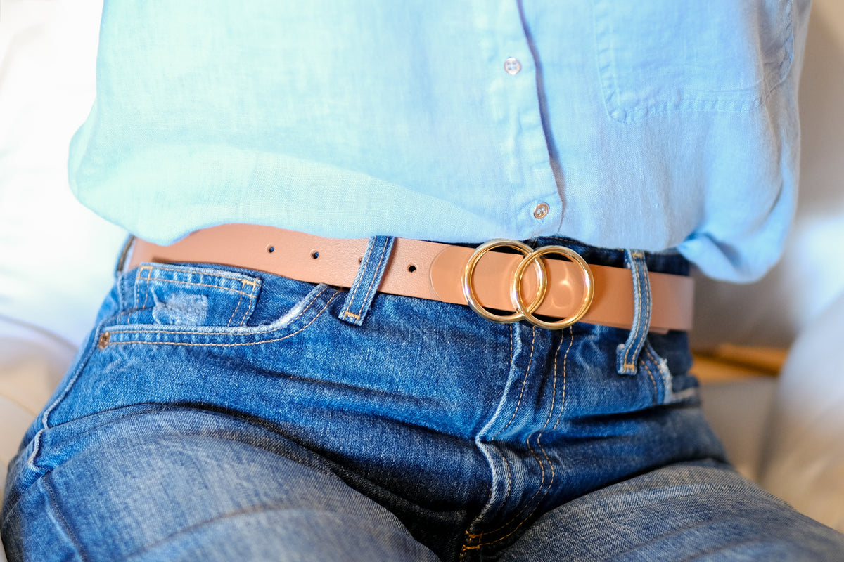 Ceinture croûte de cuir boucle fantaisie dorée - Rodier