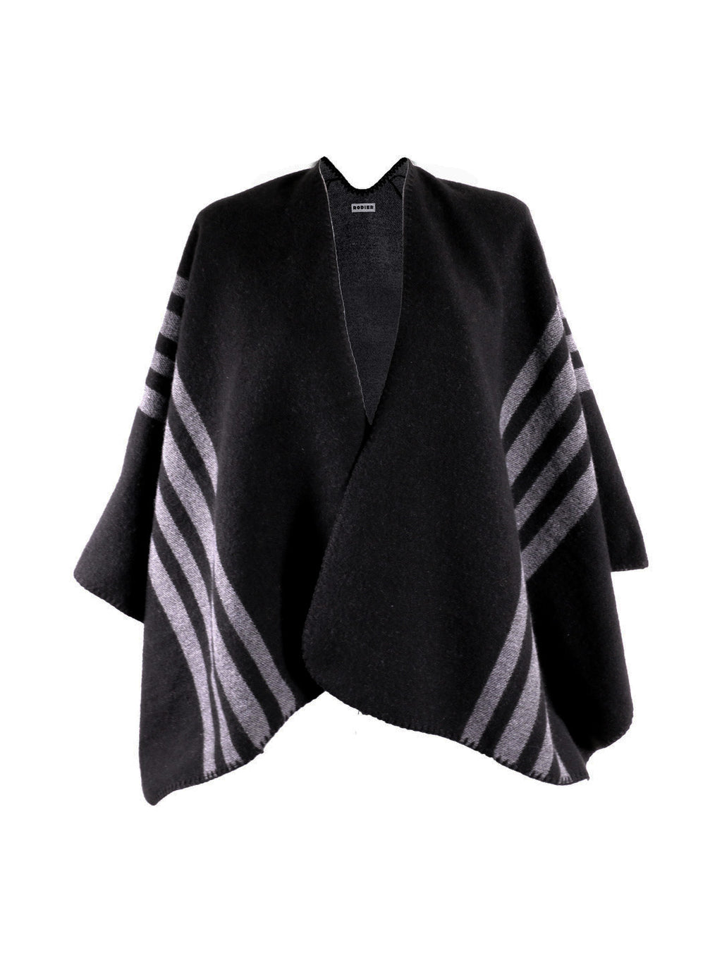 Poncho en jacquard gris et noir - Rodier
