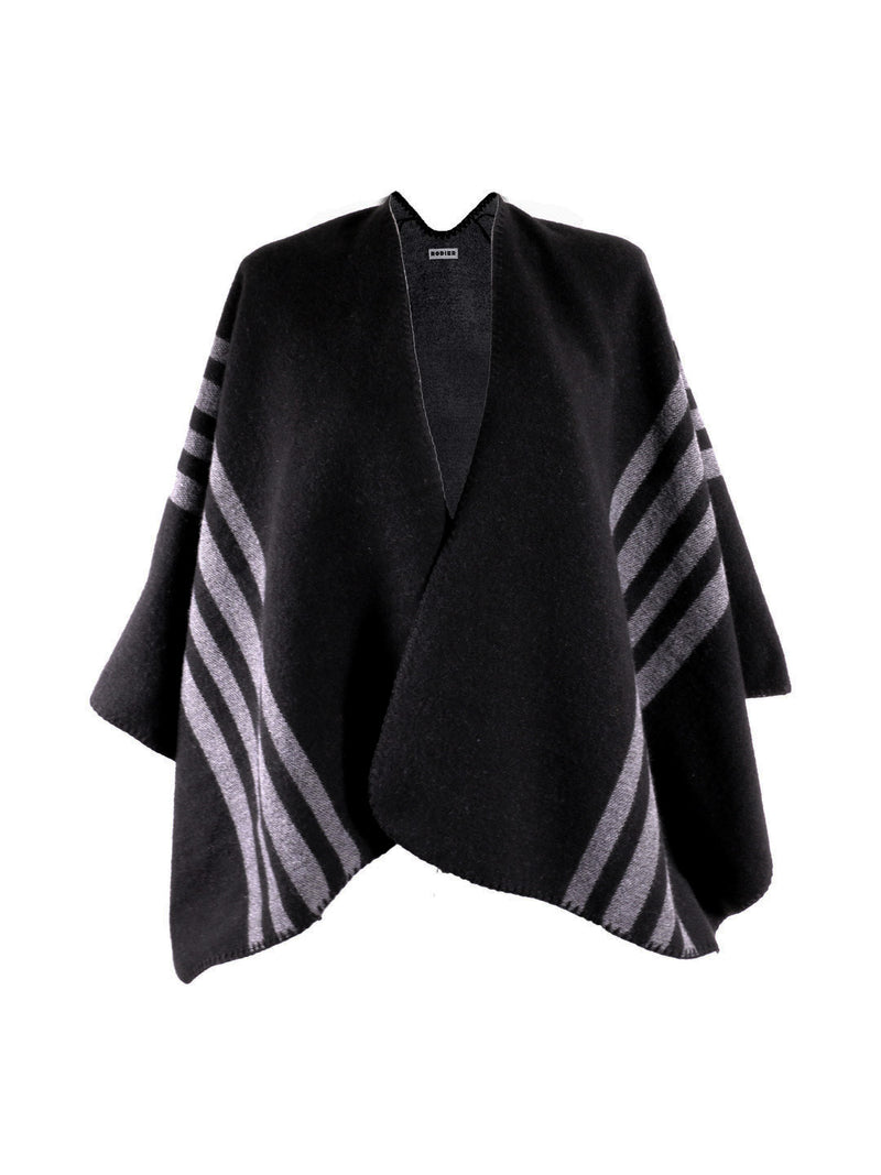 Poncho en jacquard gris et noir - Rodier