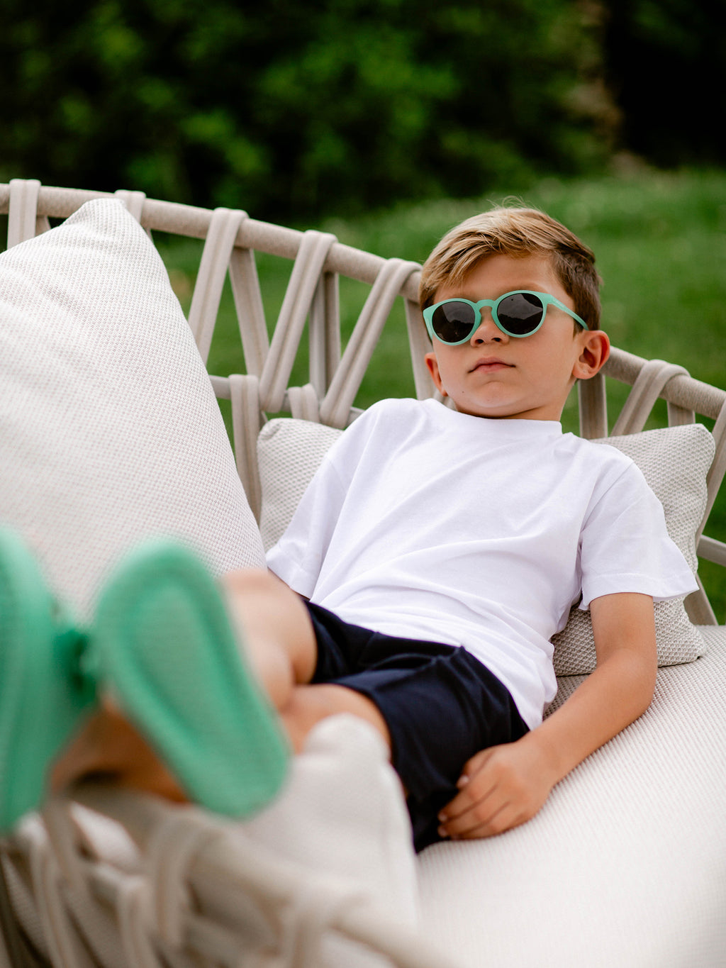Lunettes de soleil garçon rondes cristal mat vert d'eau - Little Jack