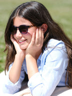 Lunettes de soleil pantos Cristal bleu marine et branches écaille Marron - Twenty
