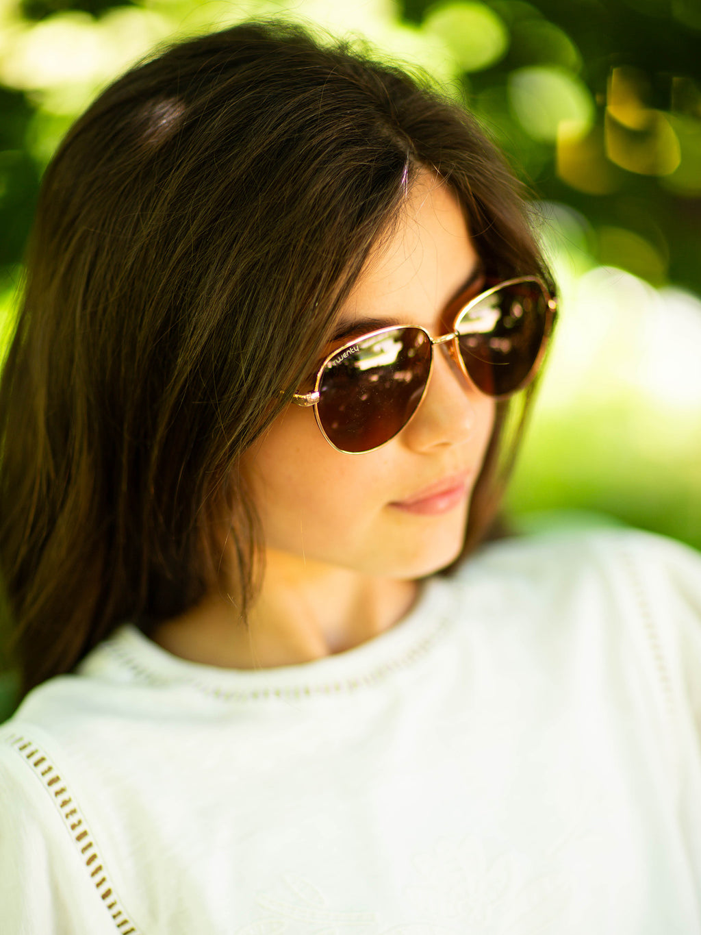 Lunettes de soleil junior rondes métal doré - Twenty