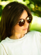 Lunettes de soleil junior rondes métal doré - Twenty