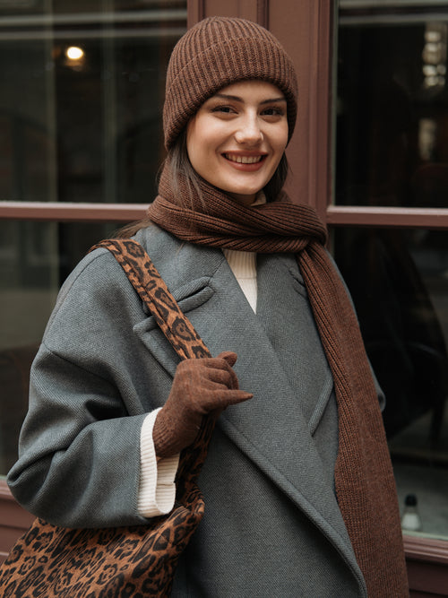 Bonnet en maille côtelée chocolat - Rodier