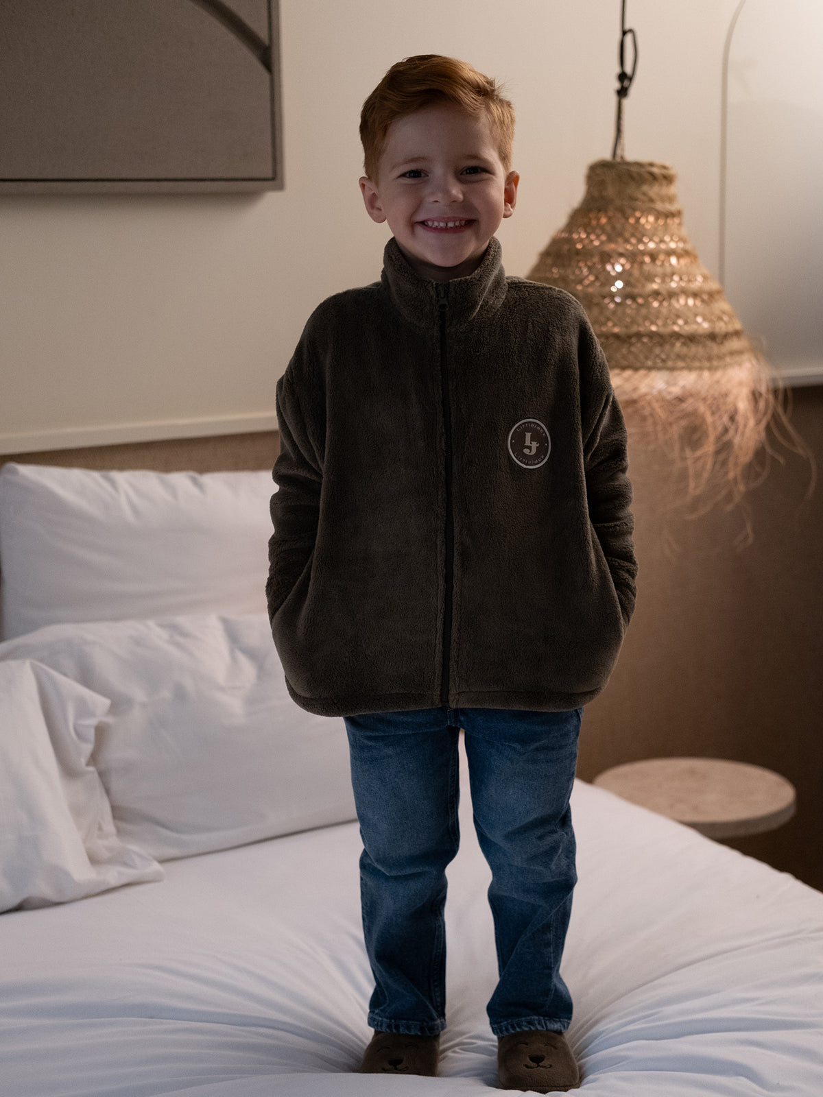 Veste polaire vert kaki avec écusson brodé - Little Jack