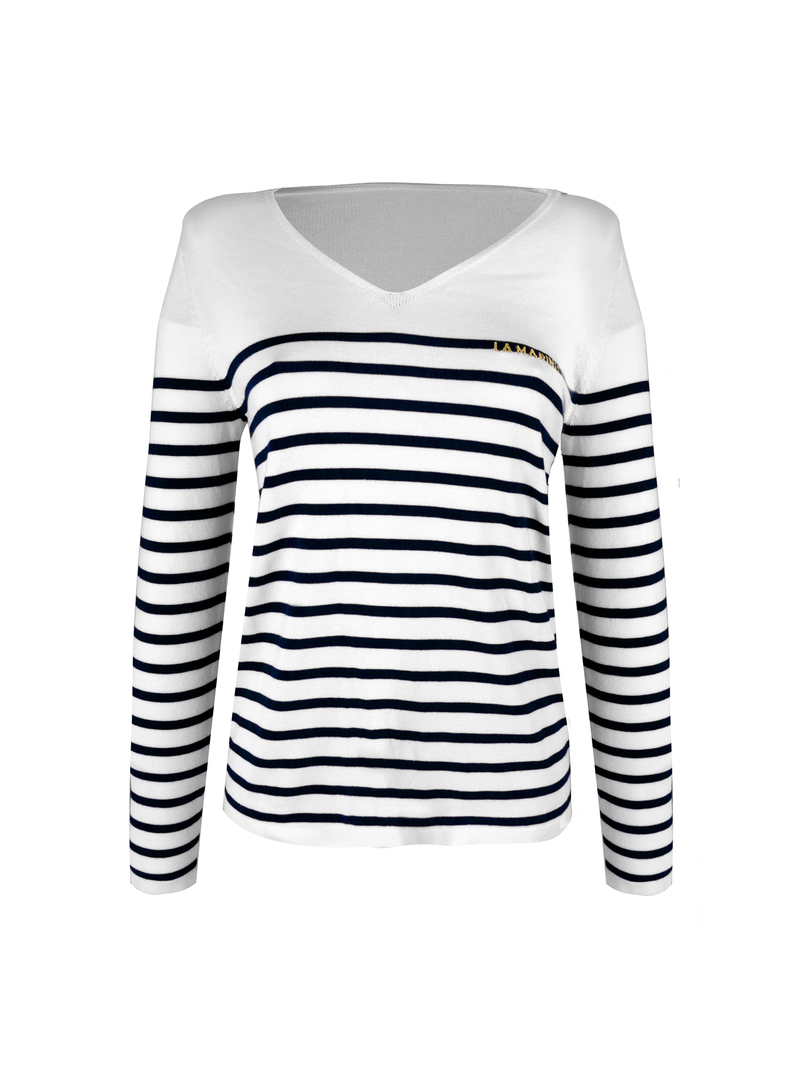 Pull marinière en maille col V - La Marinière par SOGEMA