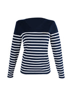 Pull marinière en maille col V - La Marinière par Sogema