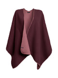 Poncho réversible en maille bicolore bordeaux et rose - Nina Casari