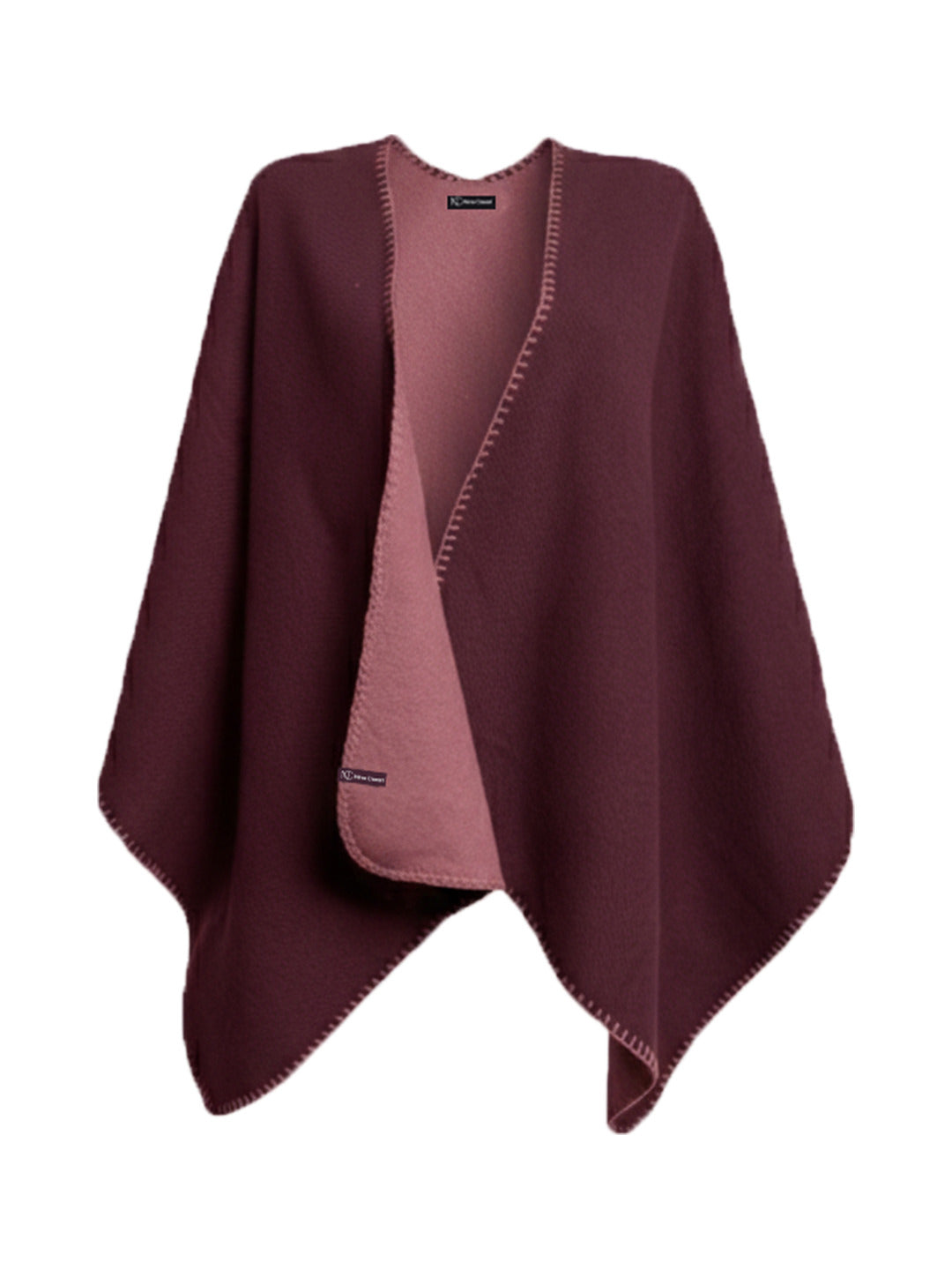 Poncho réversible en maille bicolore bordeaux et rose - Nina Casari
