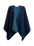 Poncho réversible en maille bicolore marine et bleu - Nina Casari