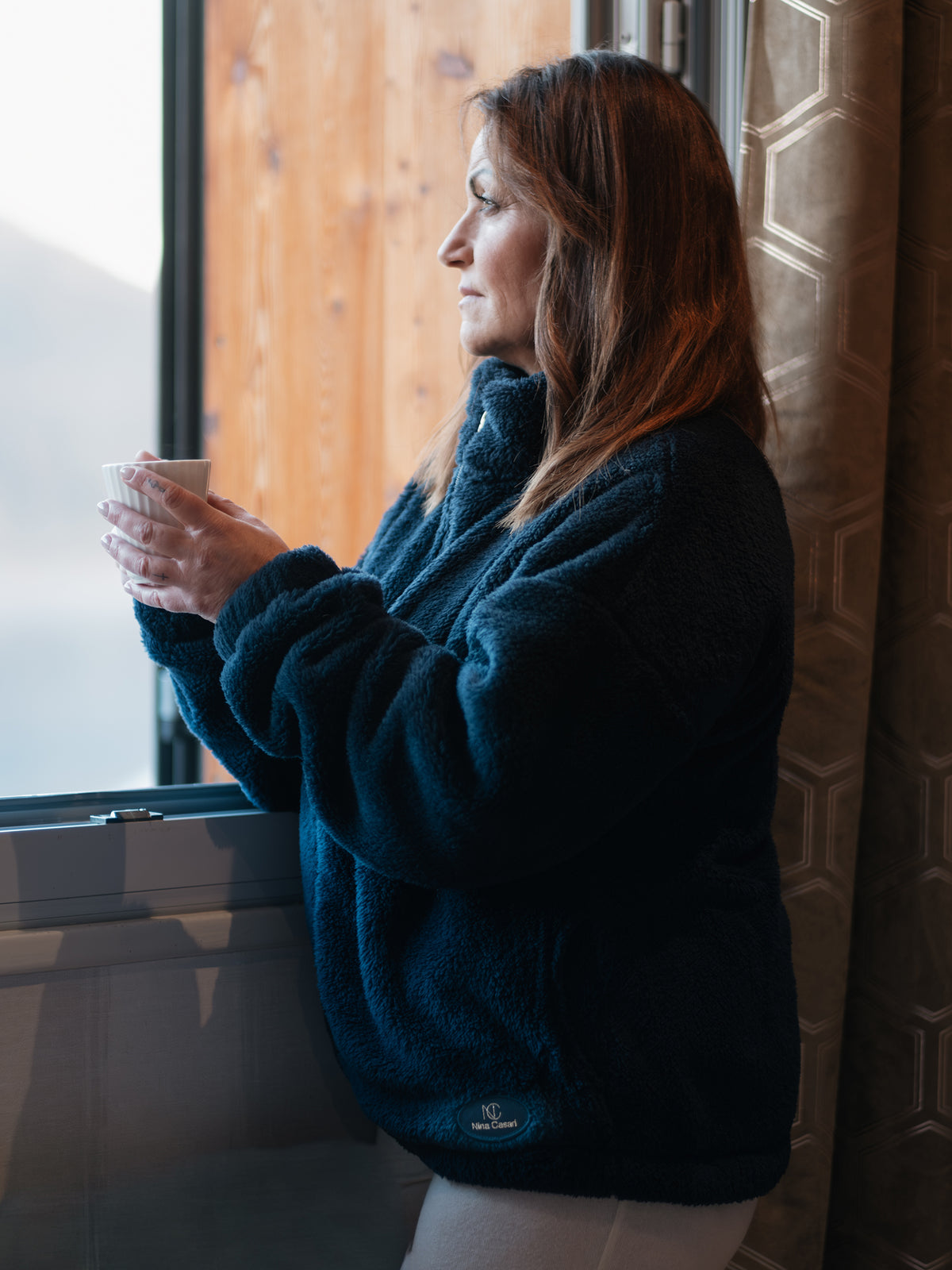 Veste polaire oversize bleu marine à col montant - Nina Casari