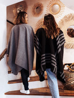 Poncho en jacquard gris et noir - Rodier