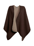 Poncho réversible en maille bicolore marron chocolat et beige - Rodier