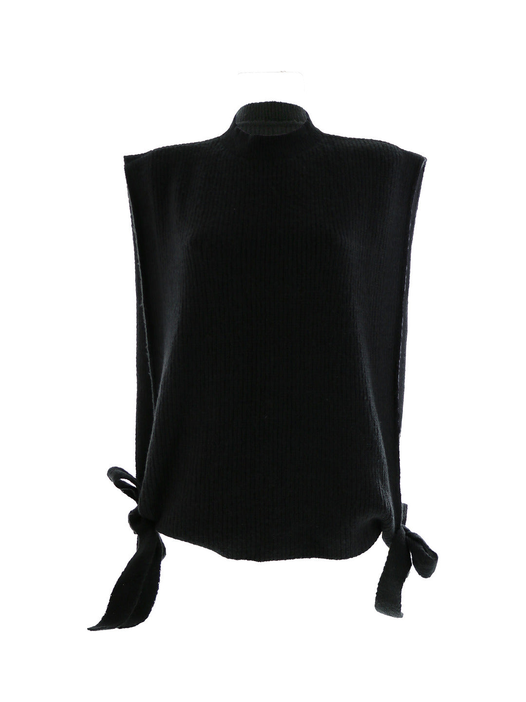 Pull sans manches en maille côtelée noir à col cheminée - Rodier
