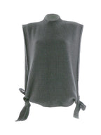 Pull sans manches en maille côtelée gris chiné à col cheminée - Rodier