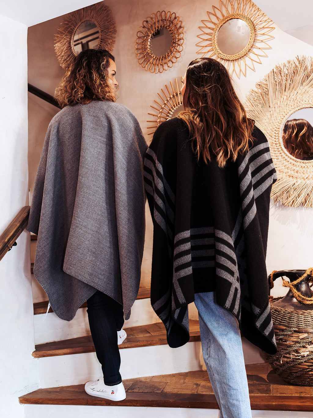 Poncho en maille gris chiné - Rodier