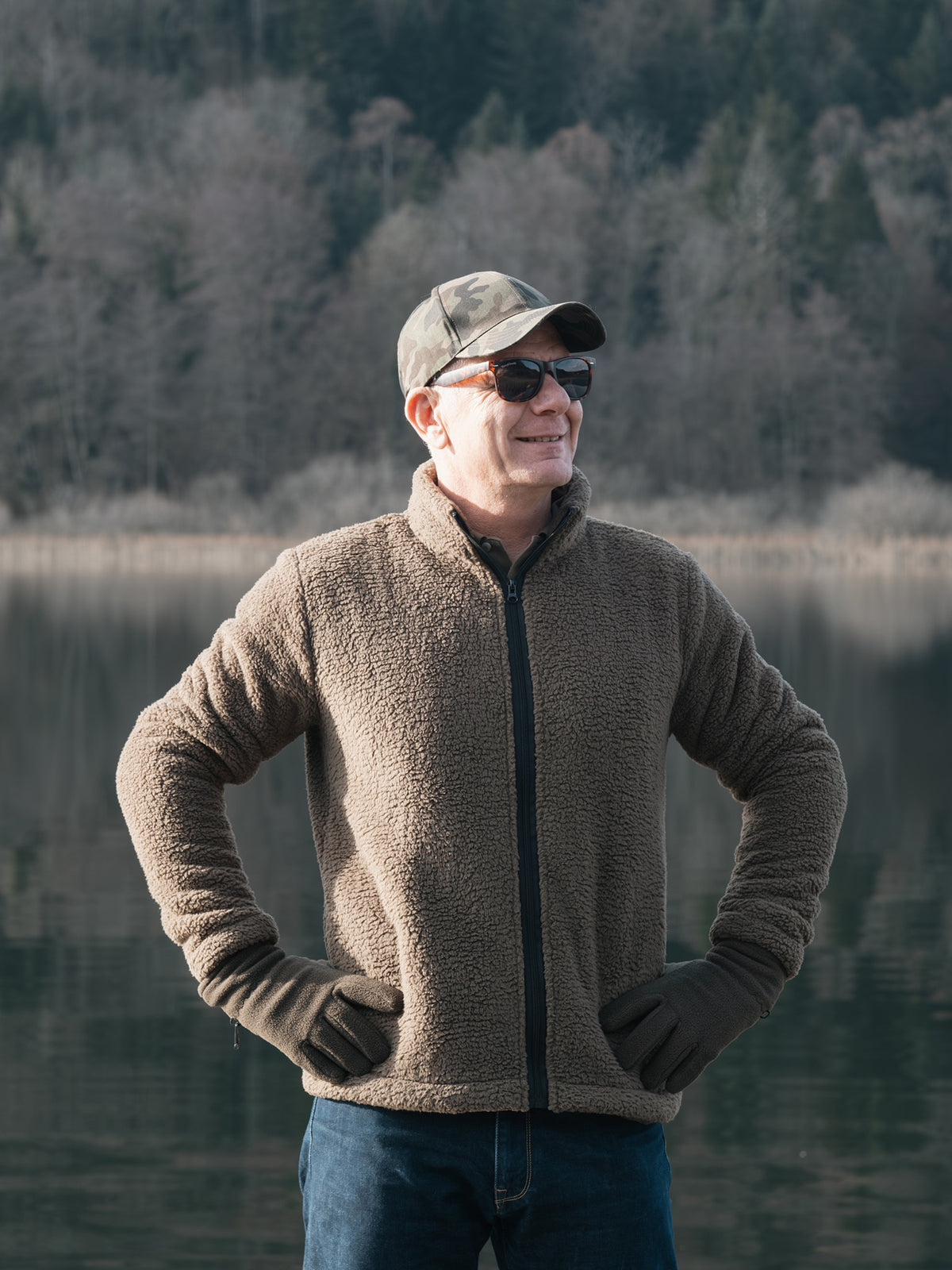Veste polaire sherpa kaki à détails contrastés - Tom Smith