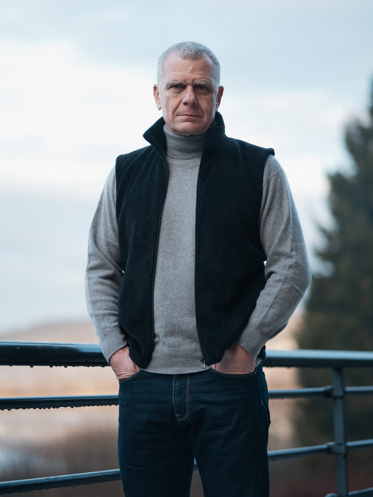 Veste polaire sans manches noire avec poches zippées - Tom Smith
